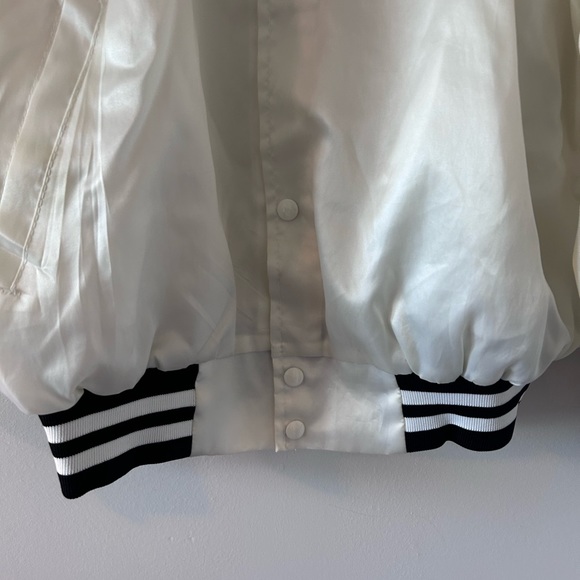 VINTAGE SATIN VARSITY JACKET • Ivory/off White ( not white) • XL - Picture 3 of 9